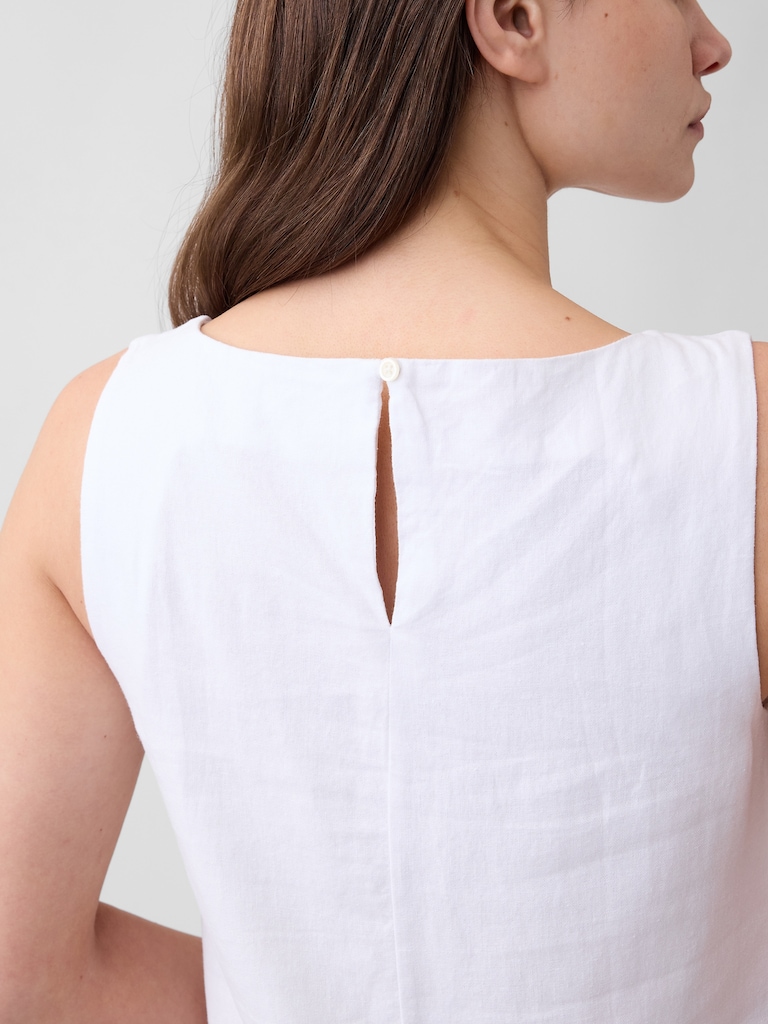 Linen-Blend Apron Mini Dress
