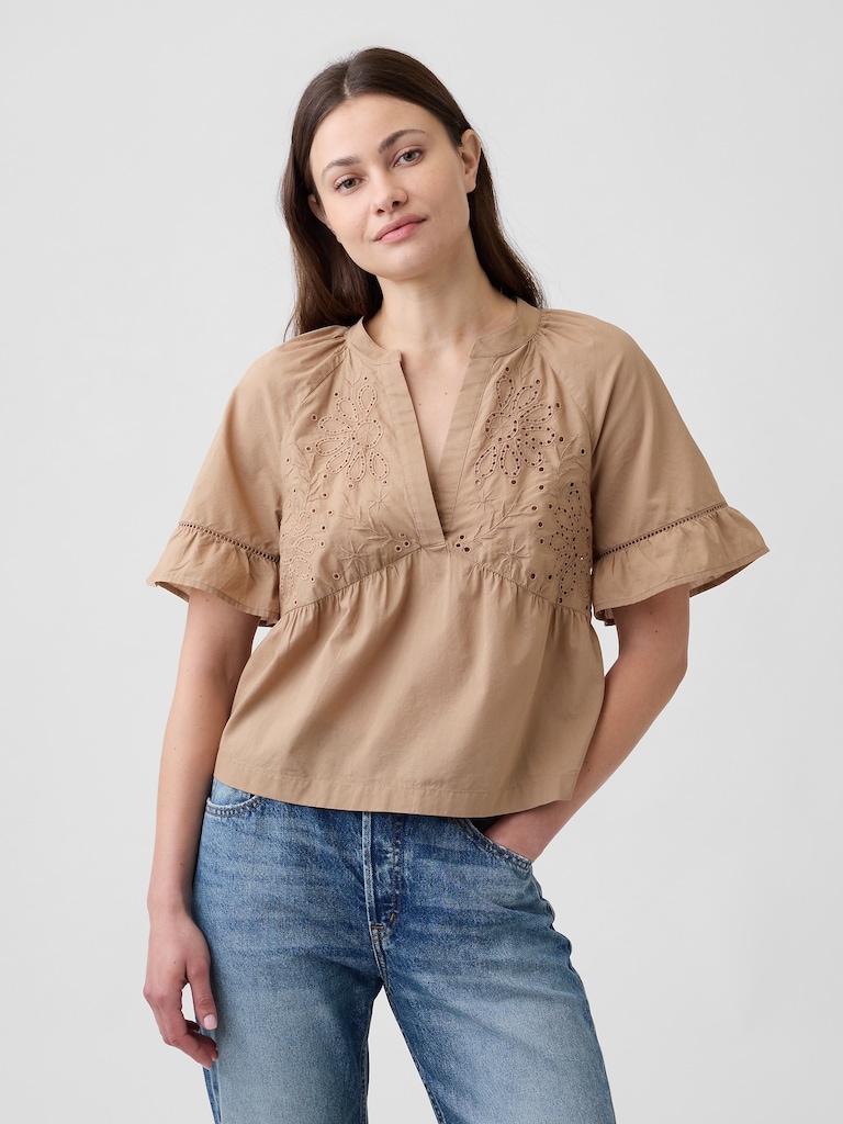Relaxed Eyelet Top