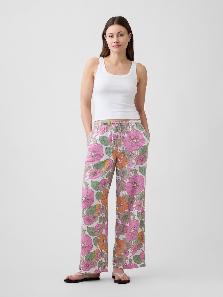 Mid Rise Pull-On Wide-Leg Pants