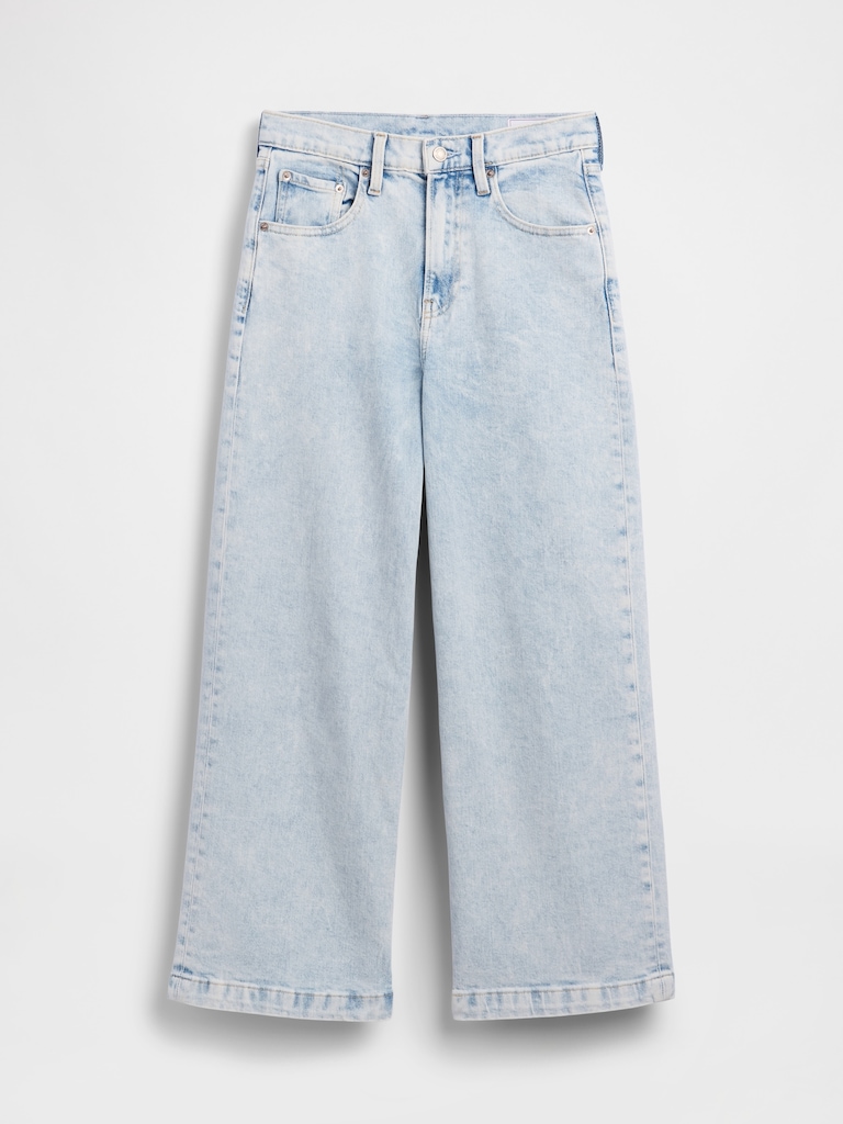 High Rise Stride Wide-Leg Ankle Jeans