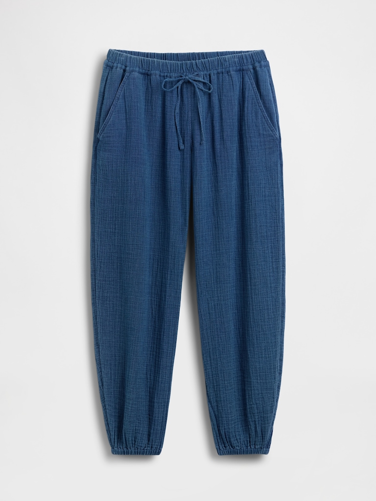 Cotton Gauze Denim Easy Barrel Joggers