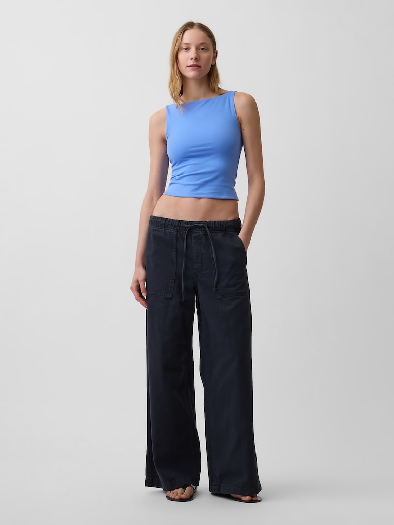 CloseKnit Jersey Boatneck Crop Tank Top