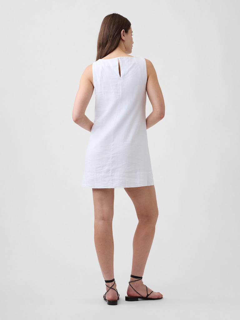 Linen-Blend Apron Mini Dress