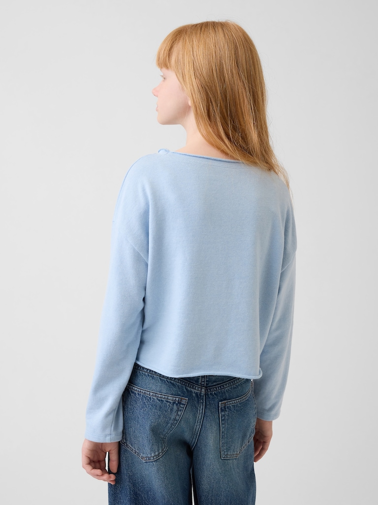 Kids French Terry Wide-Neck Logo Sweatshirt