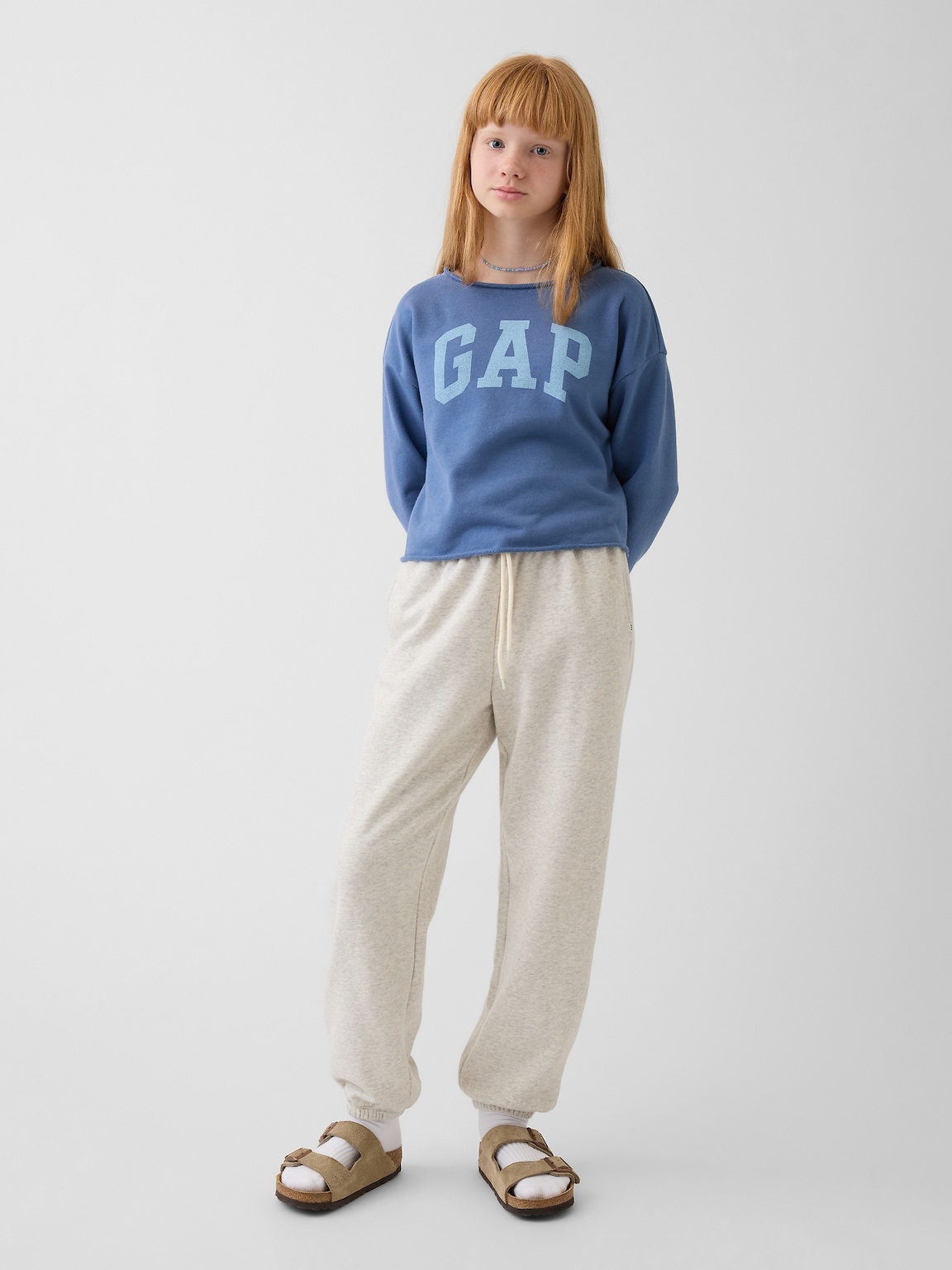 Kids French Terry Wide-Neck Logo Sweatshirt