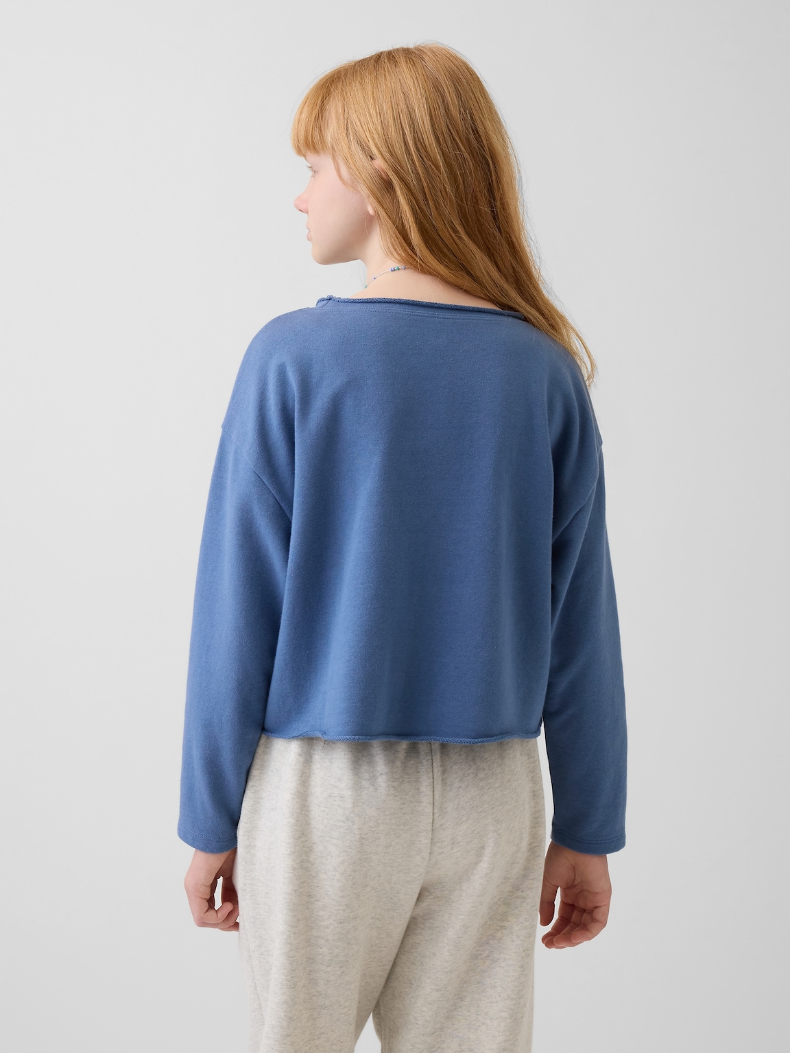 Kids French Terry Wide-Neck Logo Sweatshirt