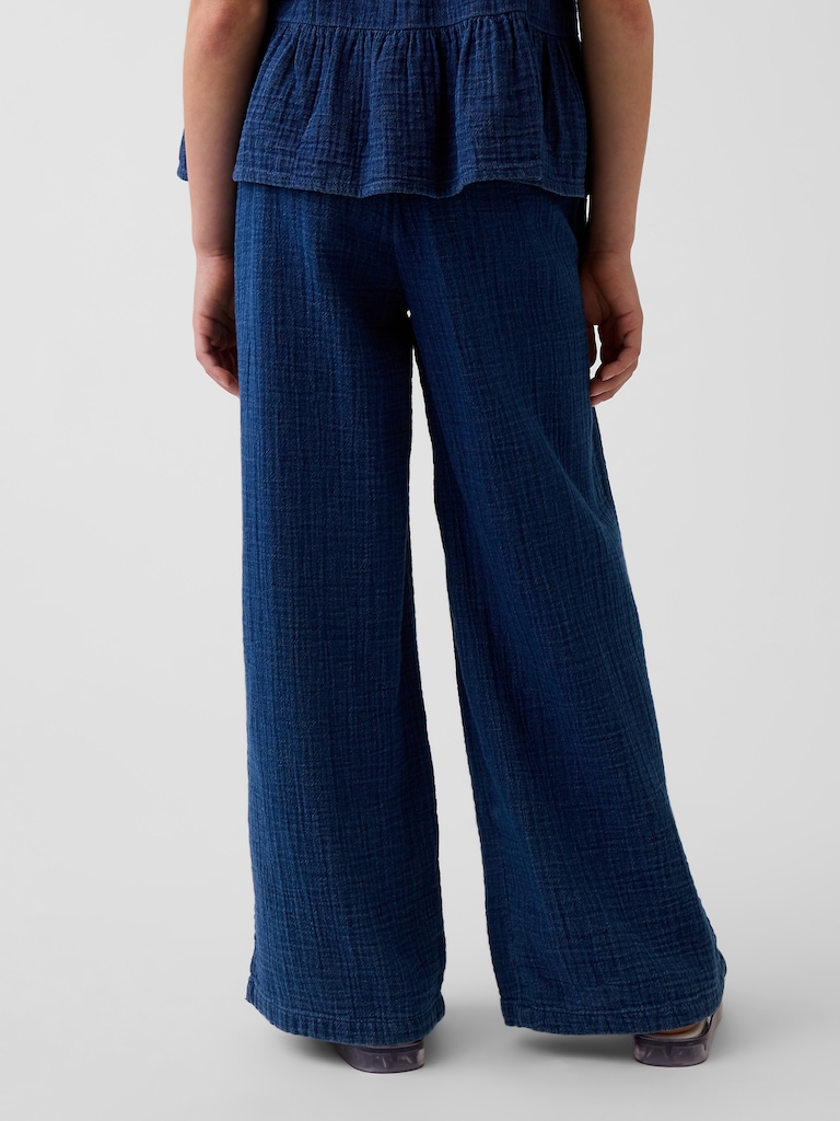 Kids Cotton Gauze Relaxed Wide-Leg Pants