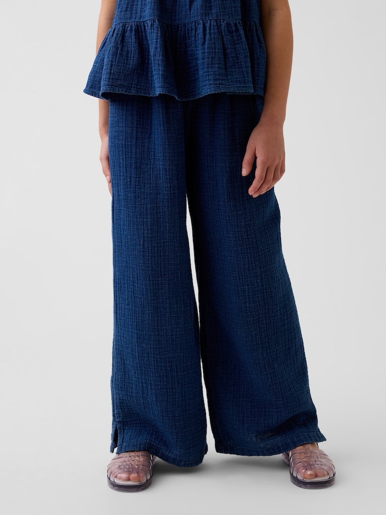 Kids Cotton Gauze Relaxed Wide-Leg Pants