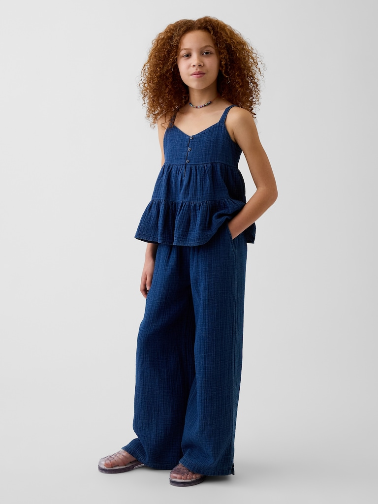 Kids Cotton Gauze Tiered Tank Top