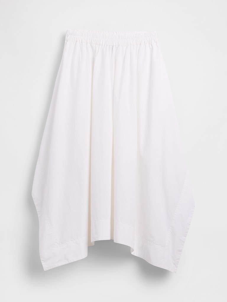 Poplin Handkerchief Midi Skirt