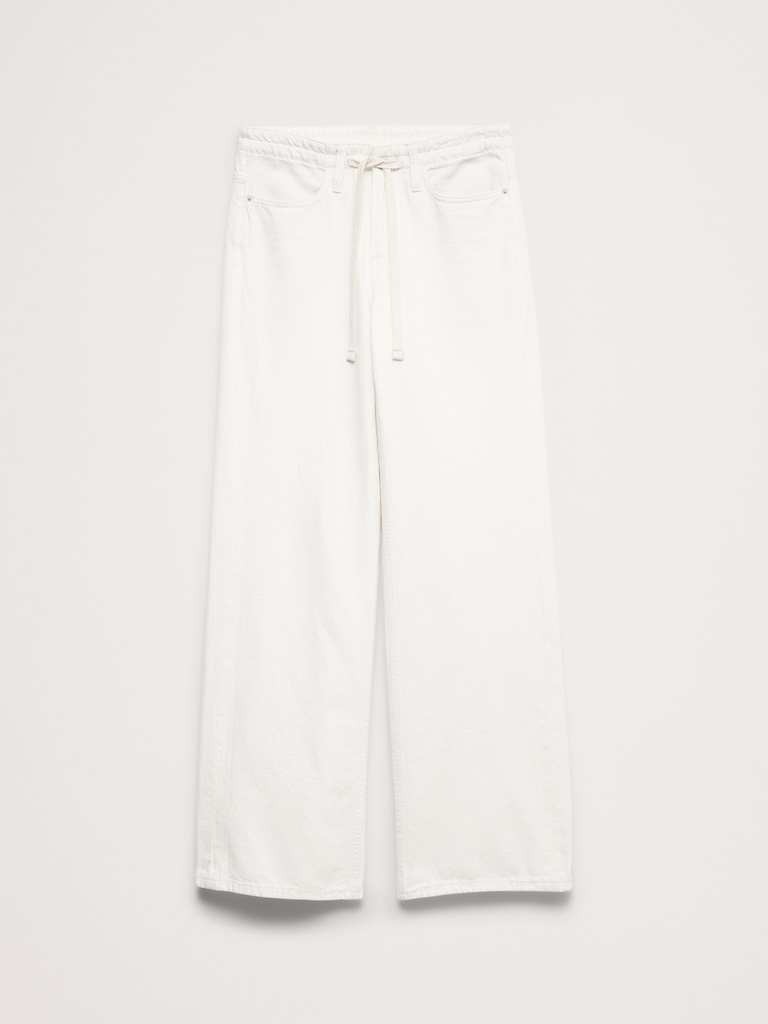 Mid-Rise Wide-Leg Drawstring Jean