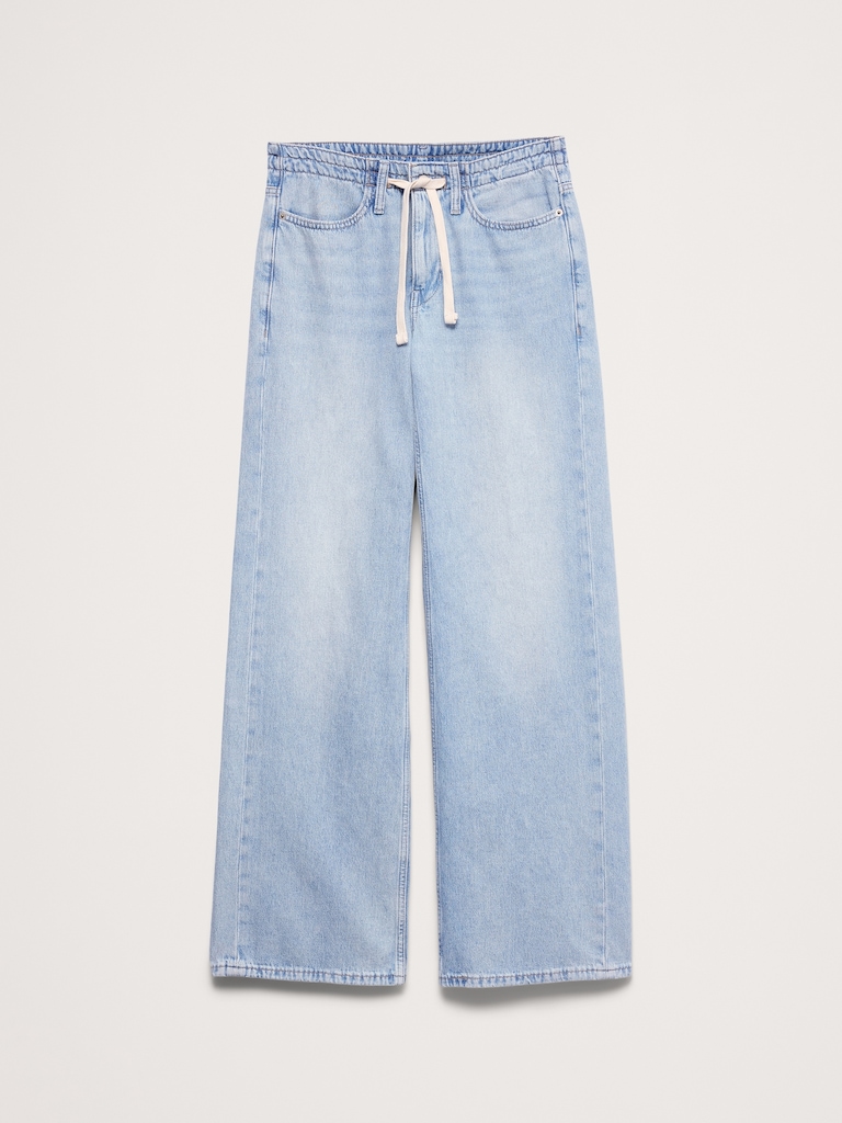 Mid-Rise Wide-Leg Drawstring Jean