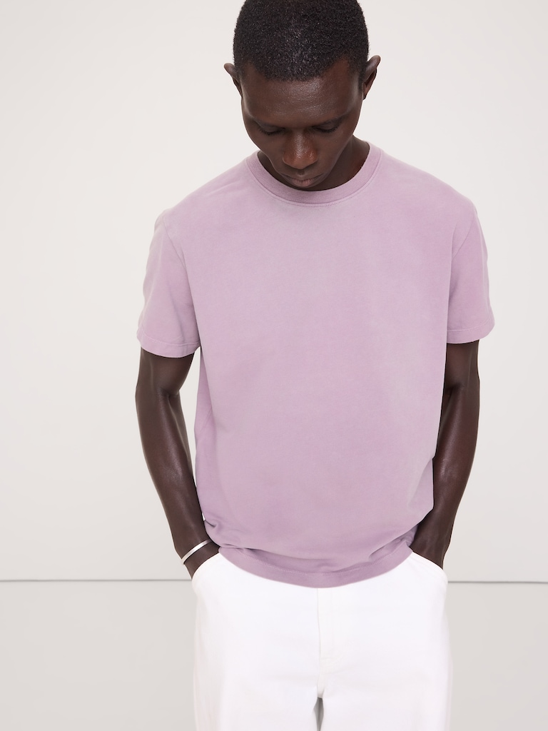 Sueded Cotton Crew-Neck T-Shirt