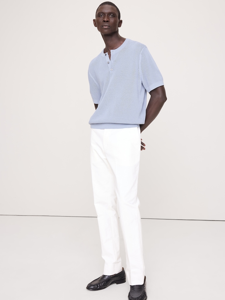 T-shirt henley en coton et soie