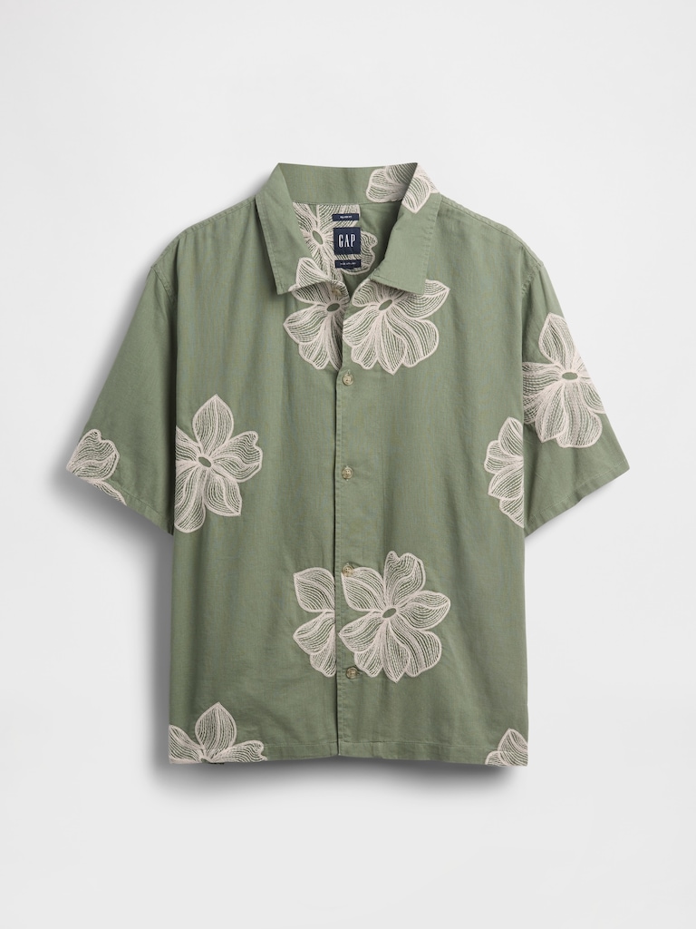 Linen-Cotton Relaxed Straight-Hem Shirt