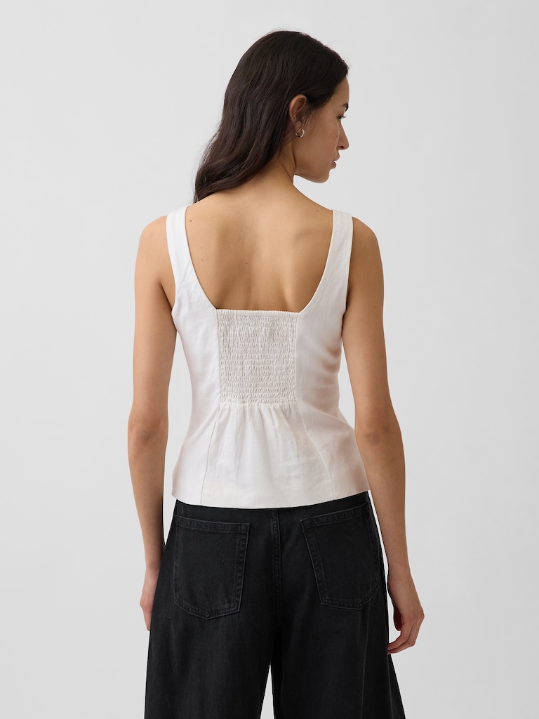 Linen-Blend Corset Vest Top