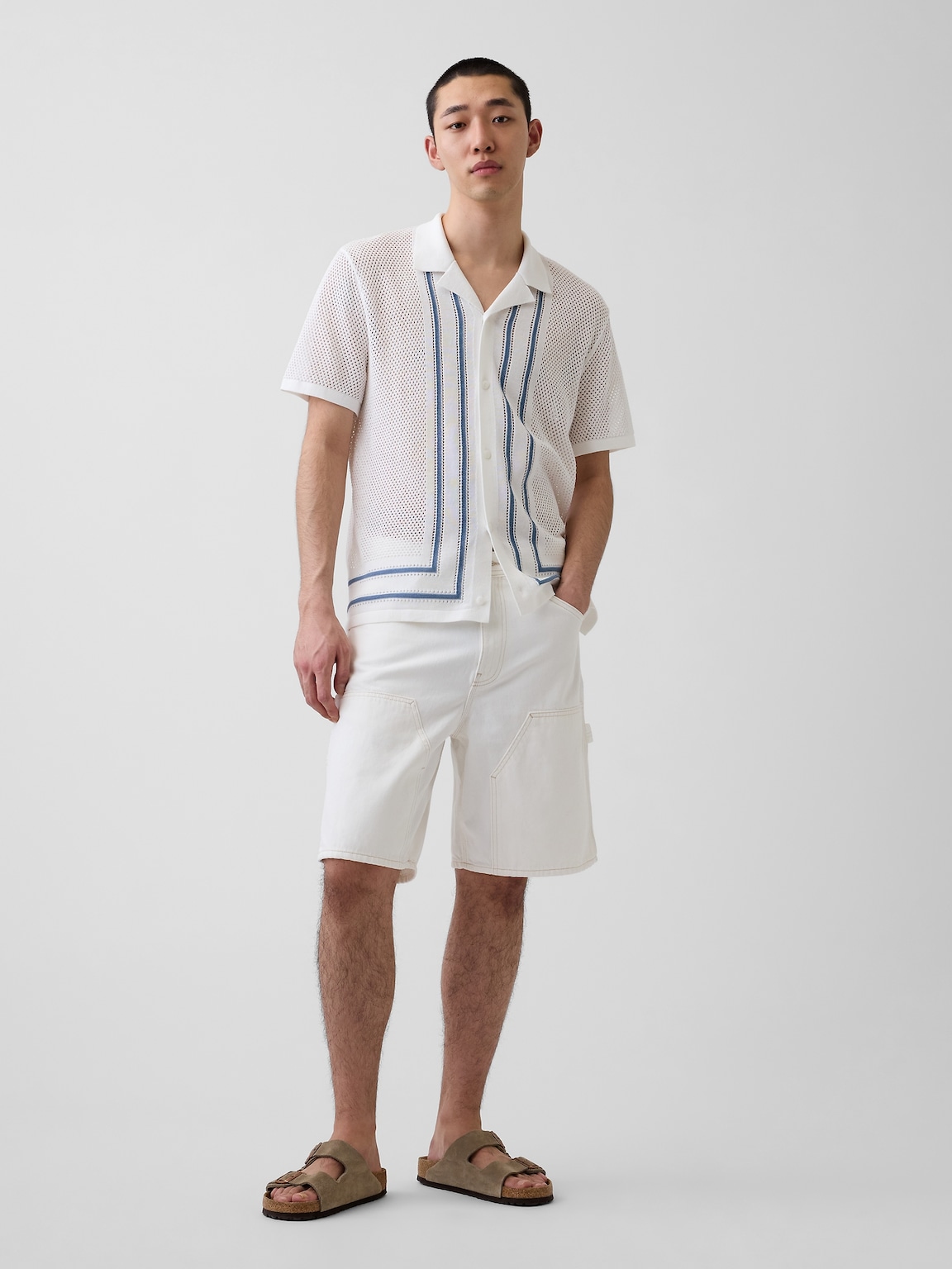 Stripe Camp Collar Sweater Shirt