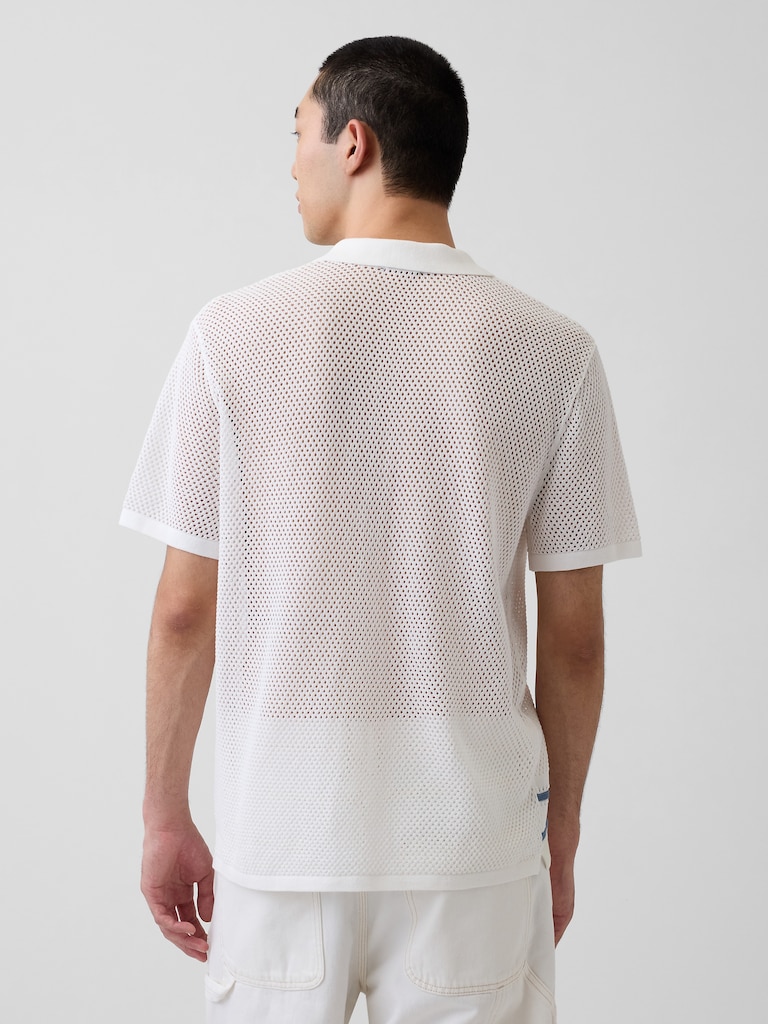 Stripe Camp Collar Sweater Shirt