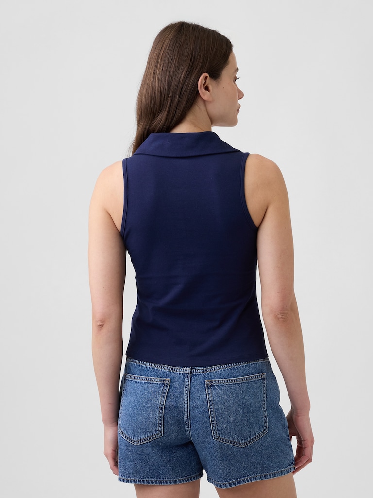 Sleeveless Scoopneck Polo Shirt