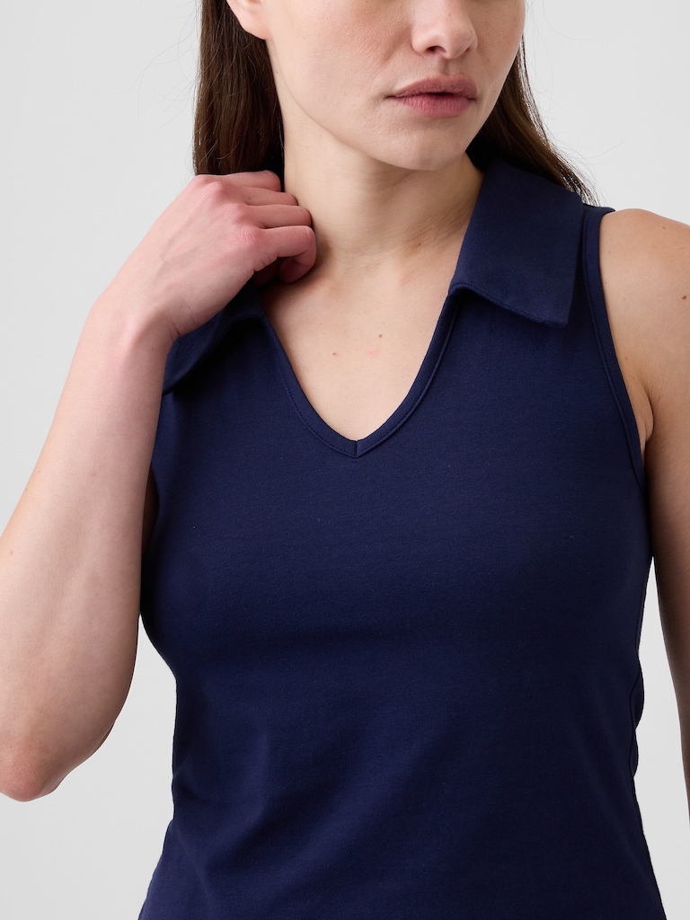 Sleeveless Scoopneck Polo Shirt