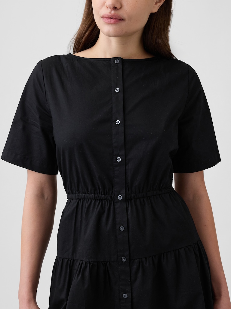 Poplin Button-Up Mini Dress
