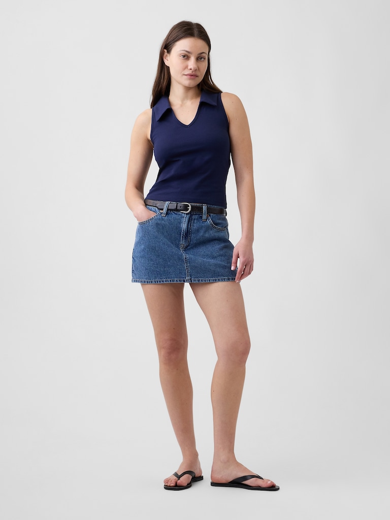 Sleeveless Scoopneck Polo Shirt