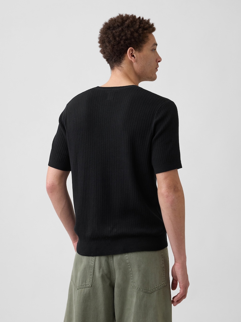 Ribbed Crewneck Sweater T-Shirt