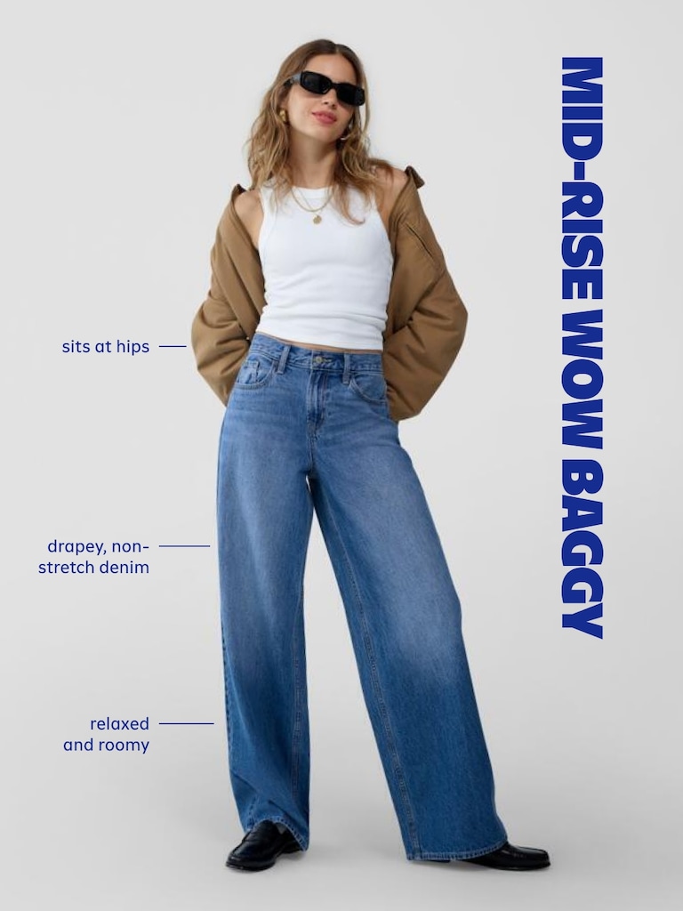 Mid-Rise Wow Baggy Wide-Leg Jeans