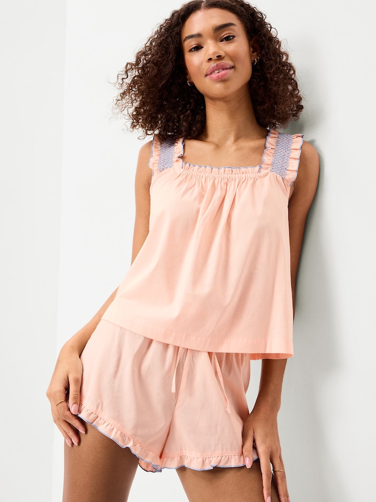 Ruffled Pajama Tank and Shorts Set