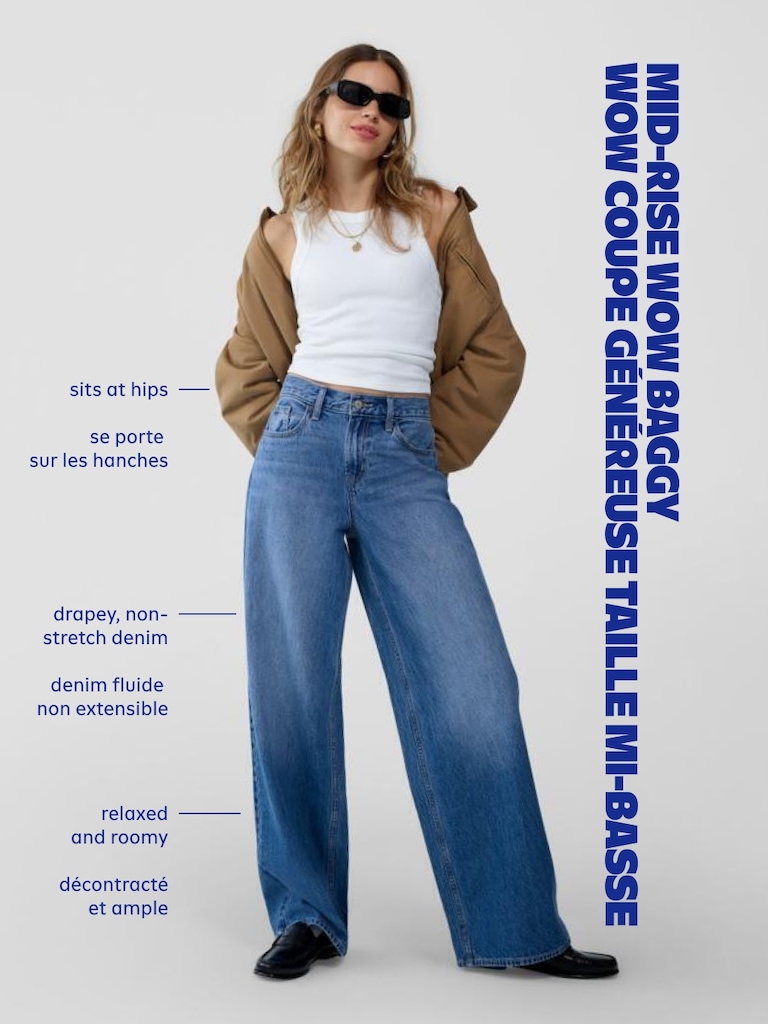 Mid-Rise Wow Baggy Wide-Leg Jeans