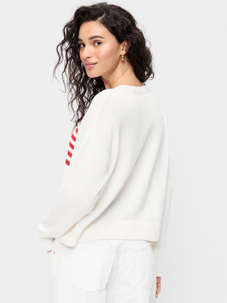 Seaside Cotton Long-Sleeve Flag Sweater