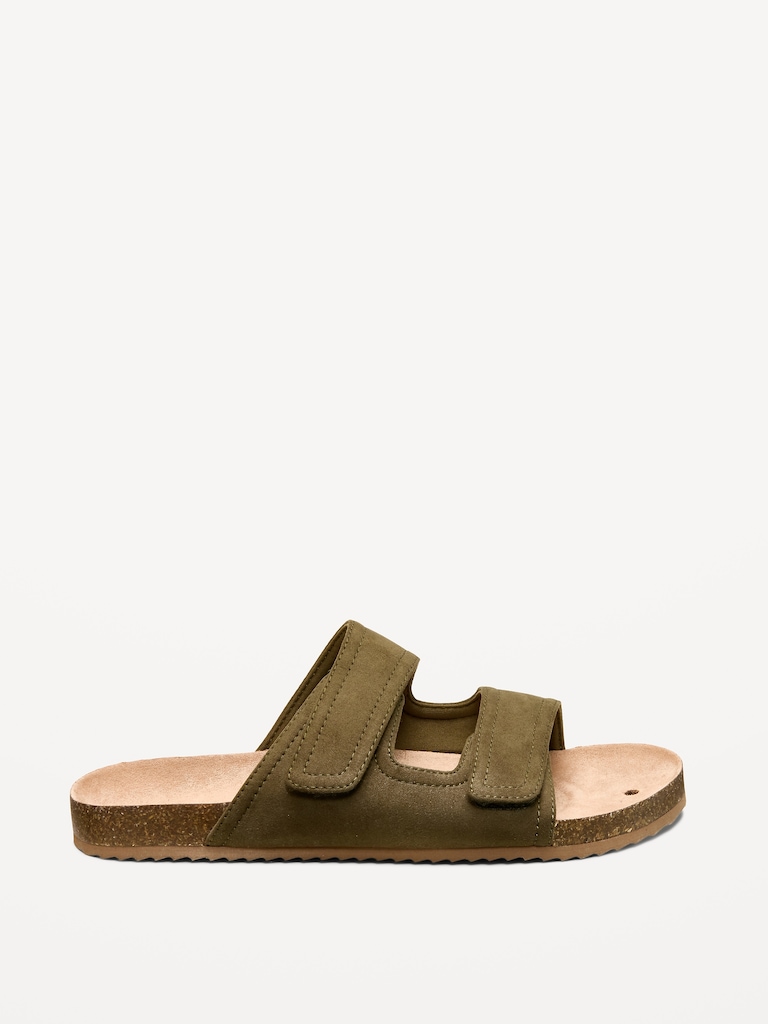 Faux-Suede Double-Strap Slide Sandals for Men