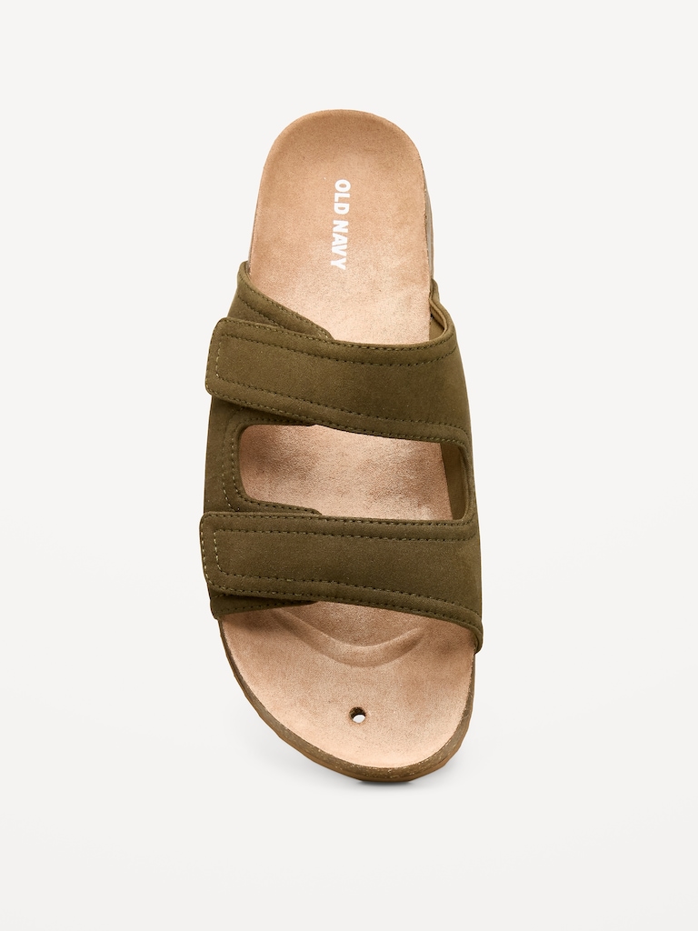 Faux-Suede Double-Strap Slide Sandals for Men
