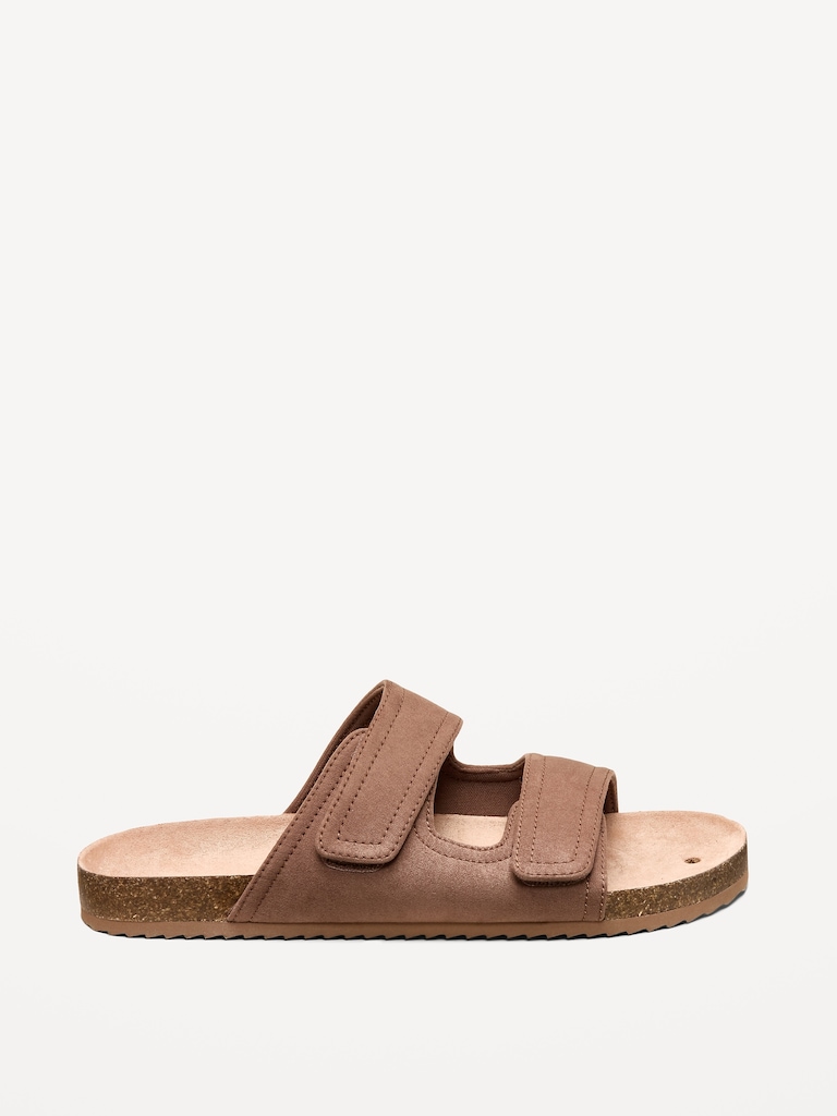 Faux-Suede Double-Strap Slide Sandals for Men