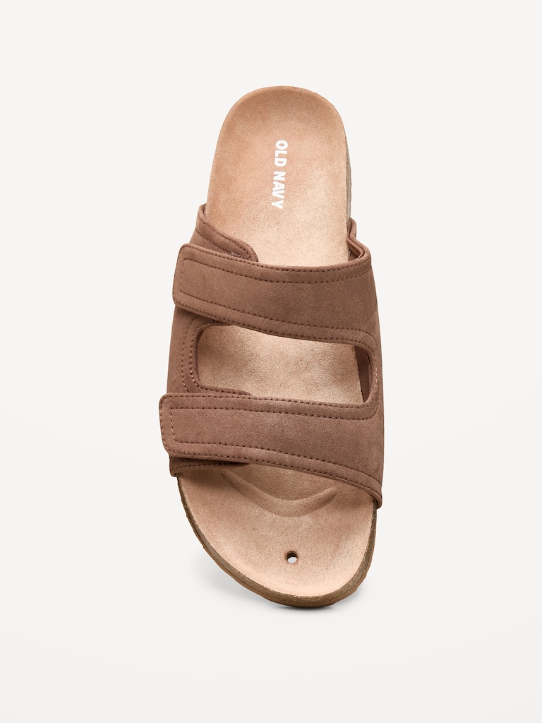 Faux-Suede Double-Strap Slide Sandals for Men