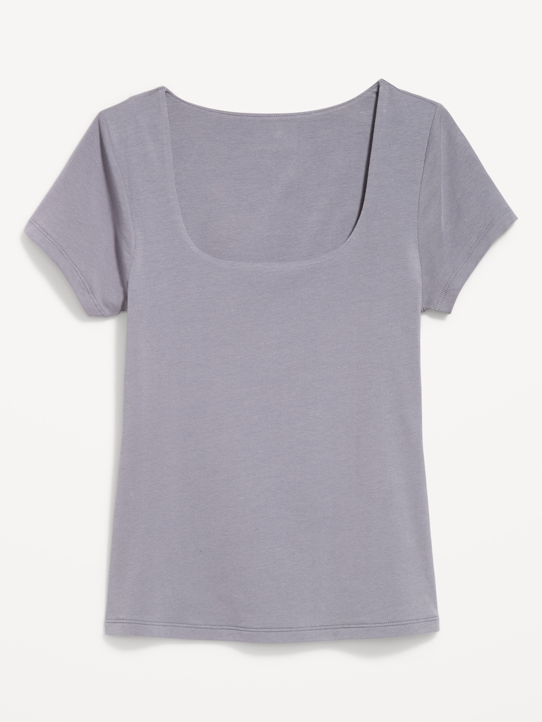 Hug Double-Layer Scoop-Neck Top