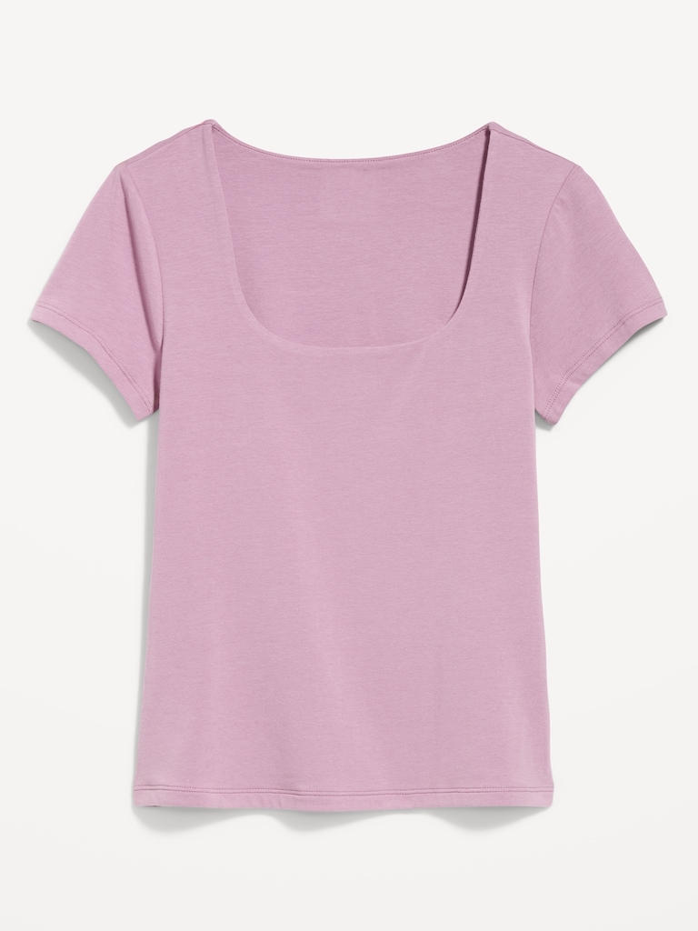 Hug Double-Layer Scoop-Neck Top