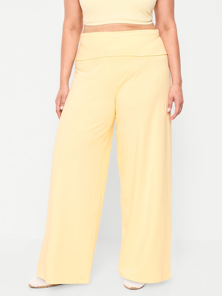High-Waisted PowerChill Fold-Over Wide-Leg Pants