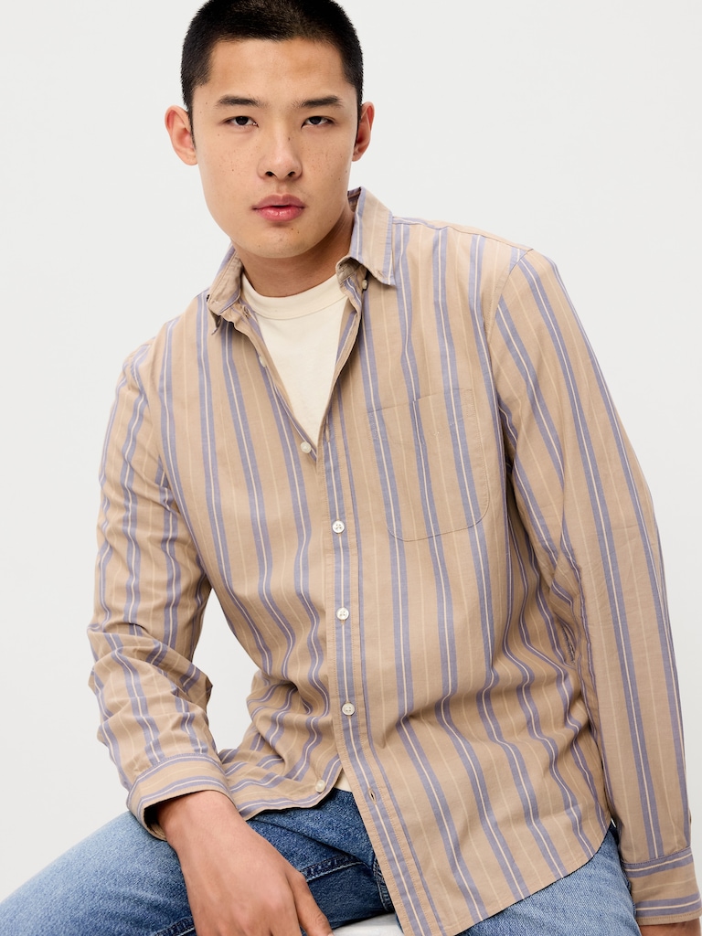 Classic Fit Everyday Striped Poplin Shirt