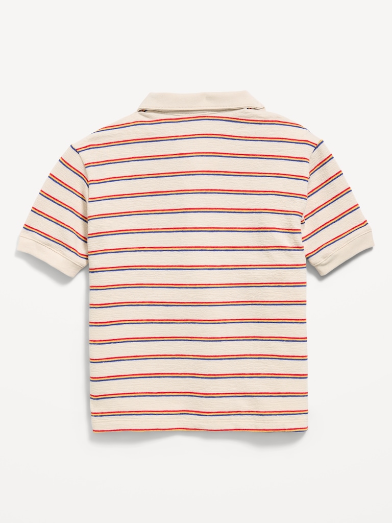 Short-Sleeve Textured-Knit Polo Shirt for Boys