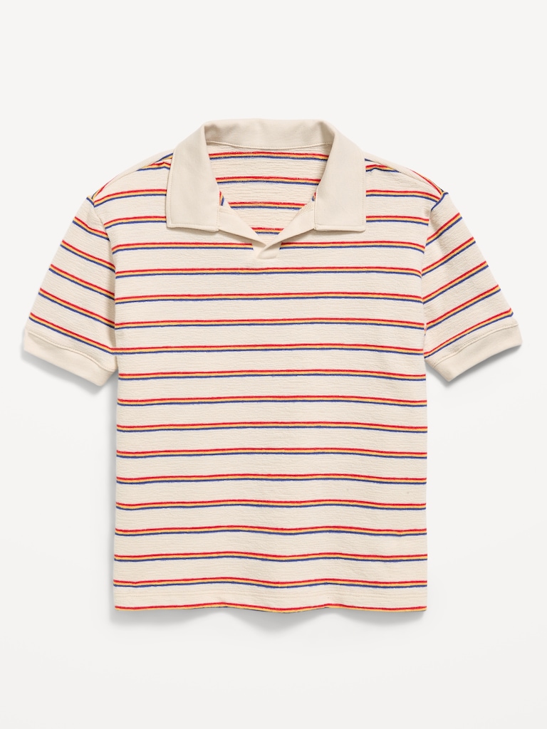 Short-Sleeve Textured-Knit Polo Shirt for Boys