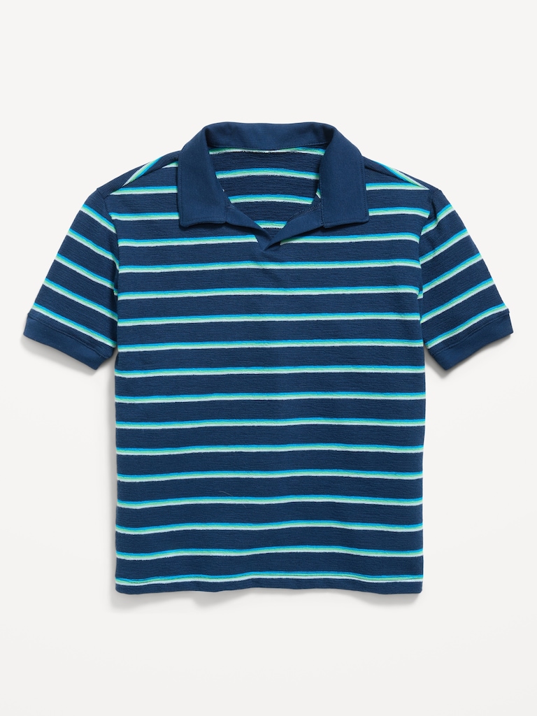 Short-Sleeve Textured-Knit Polo Shirt for Boys