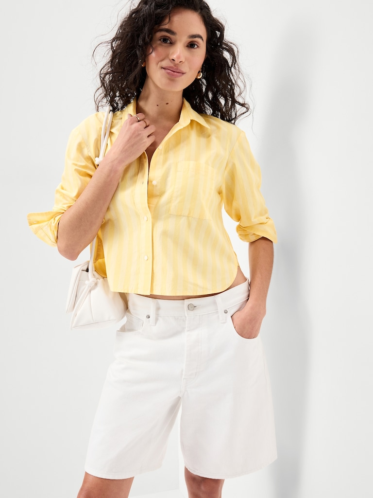 Cropped Button-Down Shirt