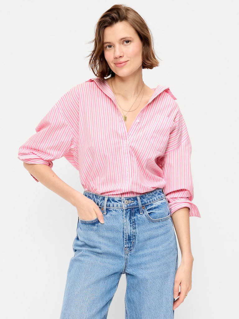 Oversized Button-Down Boyfriend Shirt