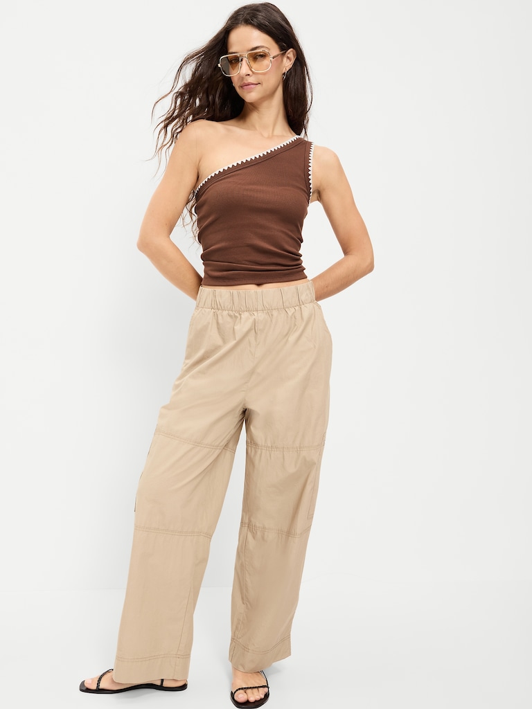 Ribbed One-Shoulder Tank Top