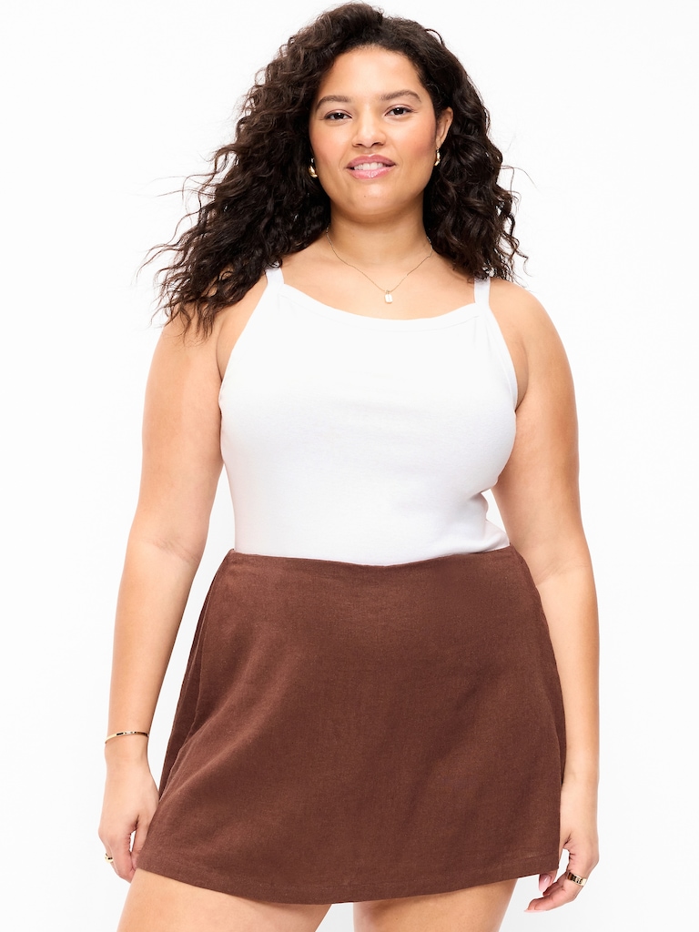 Fitted Sleeveless Apron Tank Top