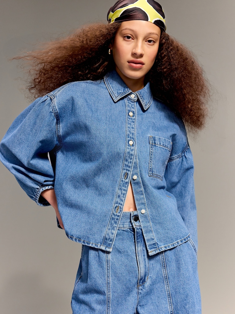 Old Navy x Christopher John Rogers Oversized Button-Down Jean Shirt