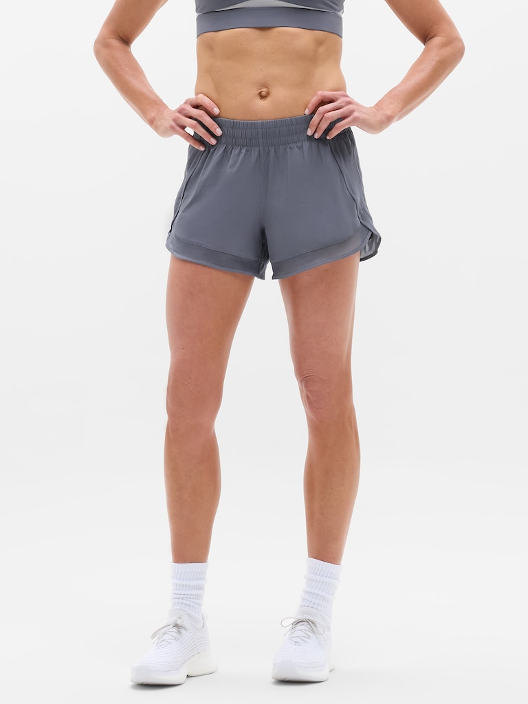 Mesh Racer Run Mid Rise 4" Short