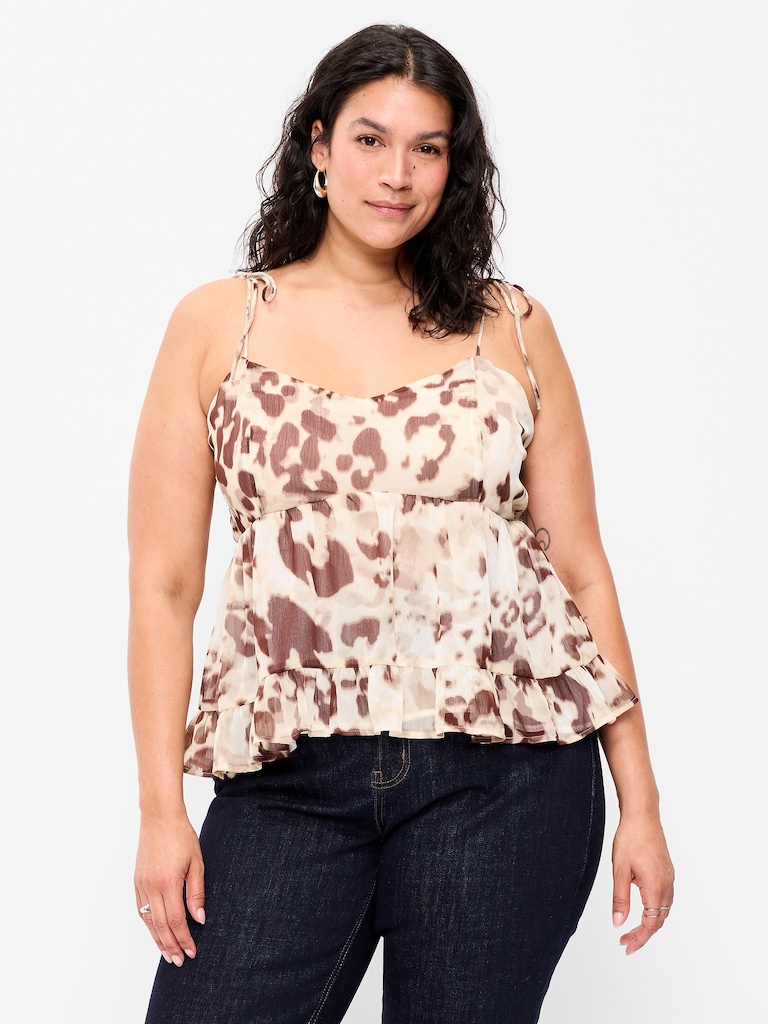 Tie-Strap Tiered Ruffle Top