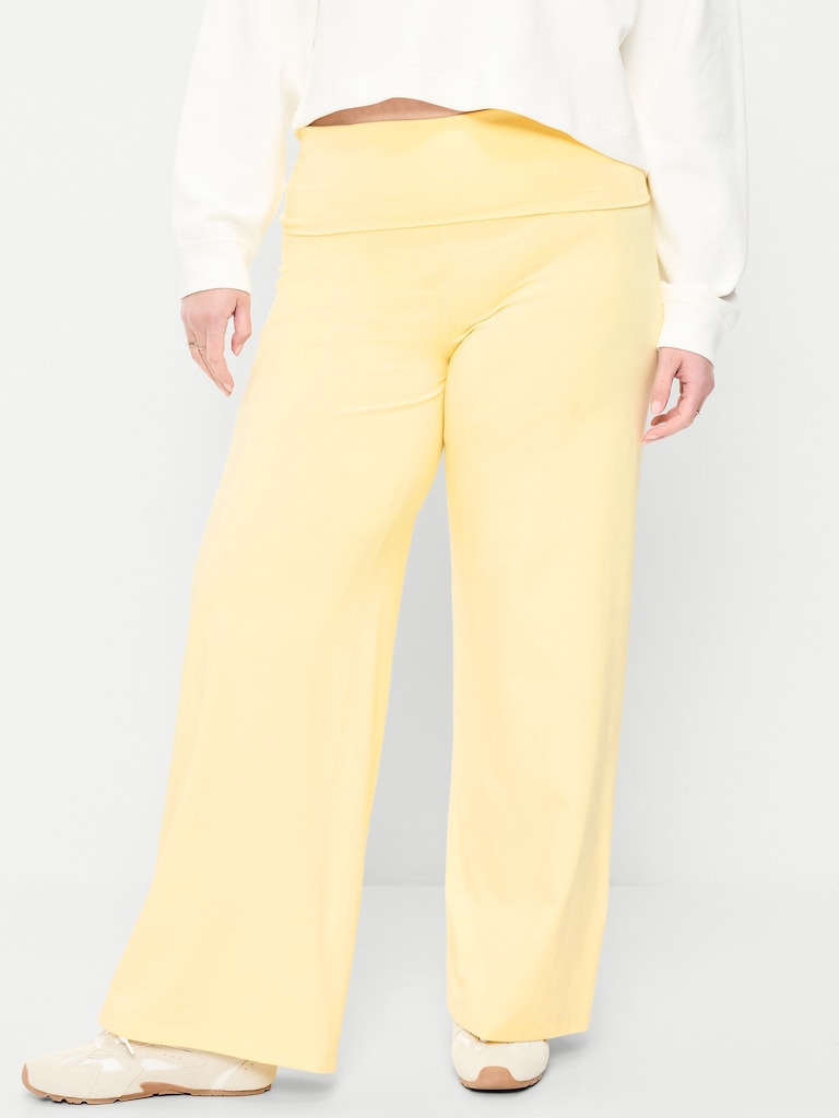 High-Waisted PowerChill Fold-Over Wide-Leg Pants